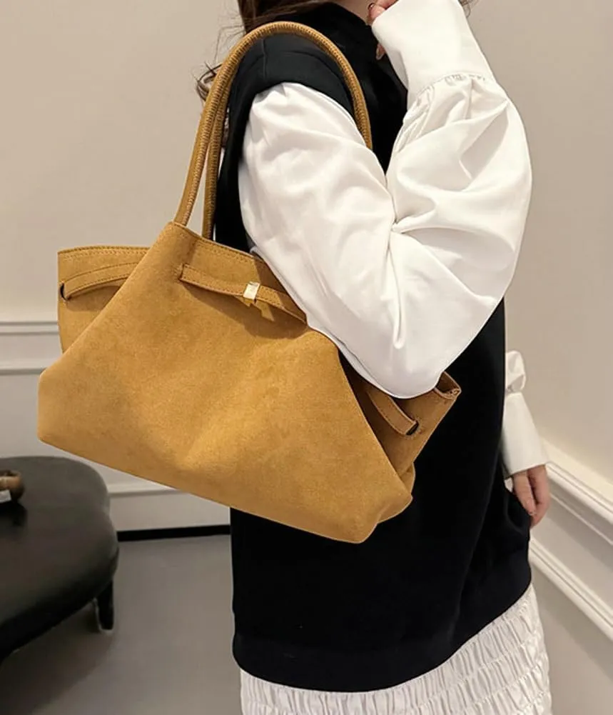 Suede Hobo Bags for Women Slouchy Suede Tote Top-handle Bag Vintage College Bag Satchels Fall Winter 2024