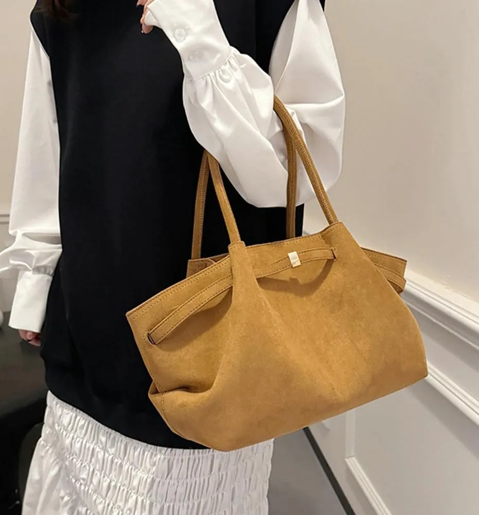 Suede Hobo Bags for Women Slouchy Suede Tote Top-handle Bag Vintage College Bag Satchels Fall Winter 2024