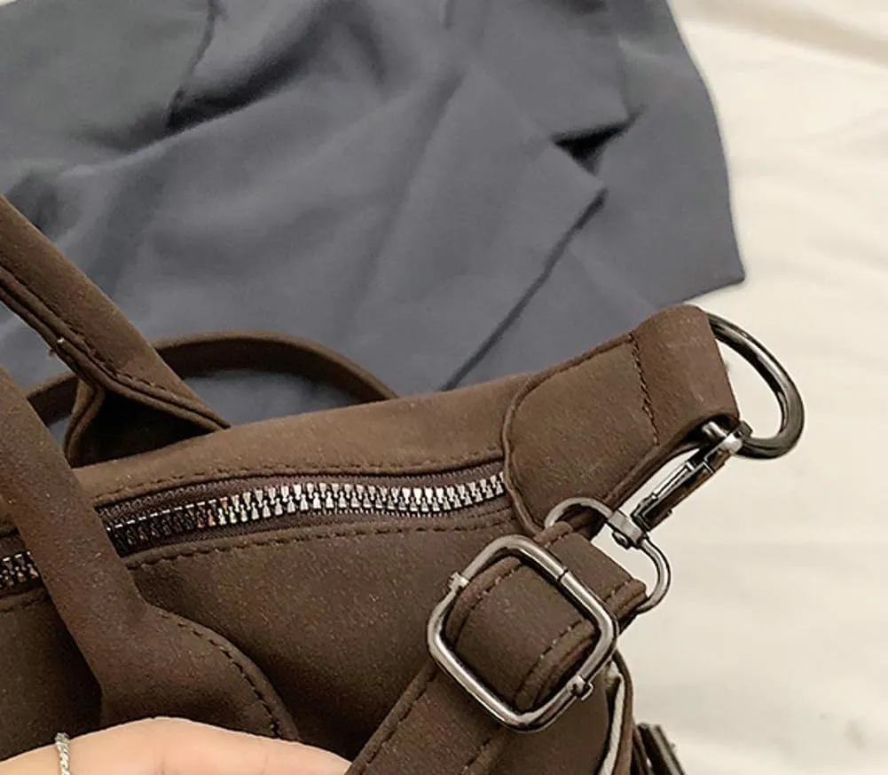 Suede Tote Bag for Women Faux Suede Crossbody Purse Slouchy Shoulder Bag Vintage Top-handle Work Travel Tote Handbag