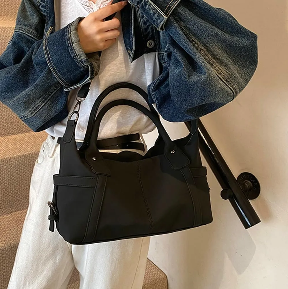Suede Tote Bag for Women Faux Suede Crossbody Purse Slouchy Shoulder Bag Vintage Top-handle Work Travel Tote Handbag