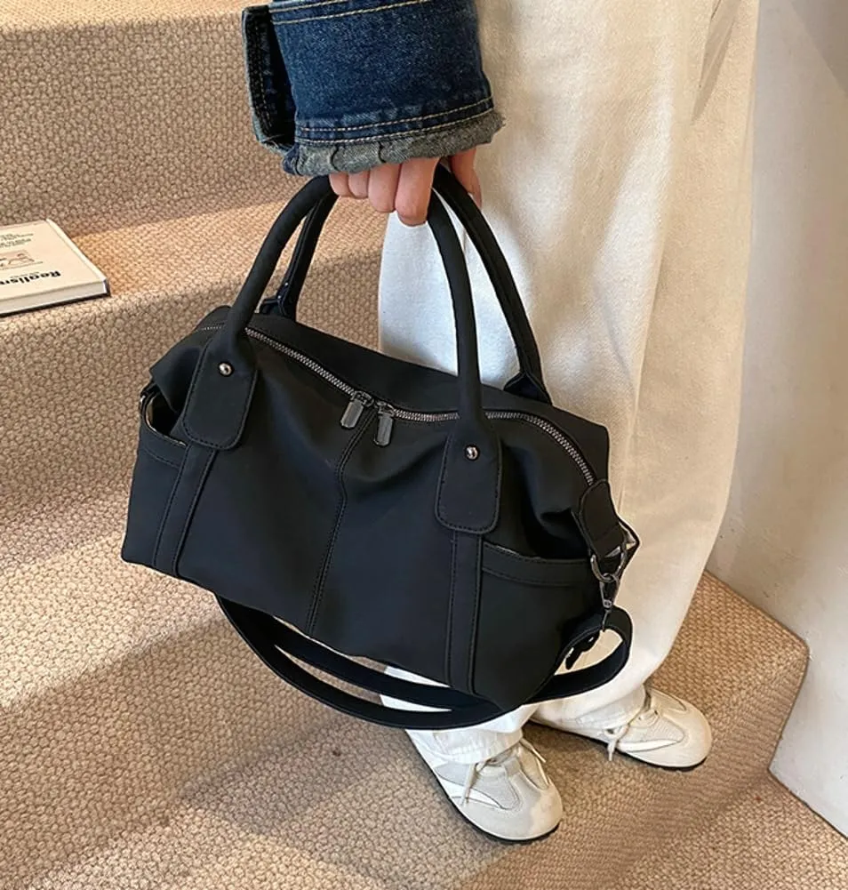 Suede Tote Bag for Women Faux Suede Crossbody Purse Slouchy Shoulder Bag Vintage Top-handle Work Travel Tote Handbag