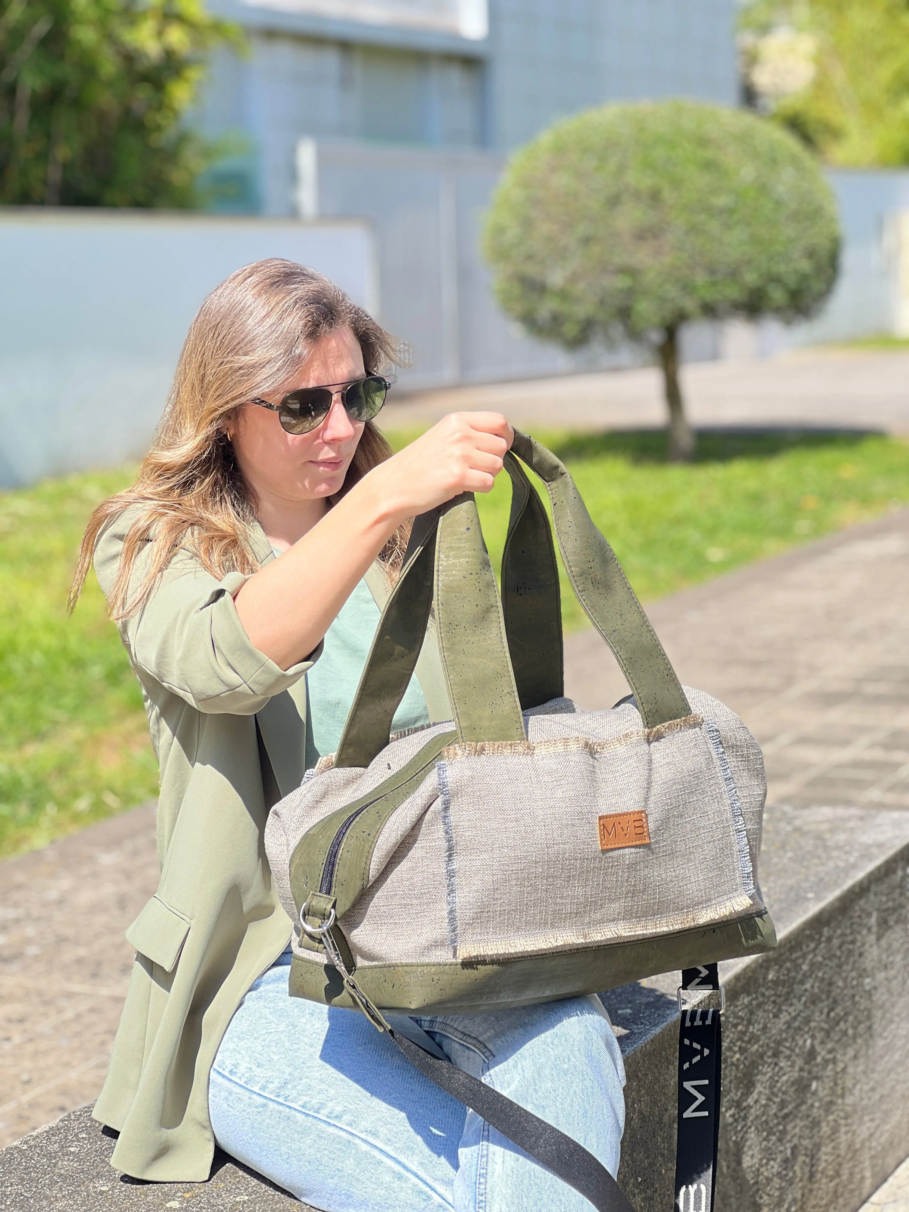 Summer Vegan Cork & Canvas Weekend Bag | Soft Earth