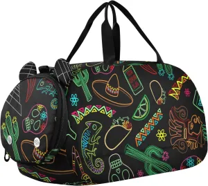susiyo Small Duffle Bag Mexico Fiesta Ornamental Pattern Kids Duffle Bag for Boys Girls Dance Bag Gym Bag