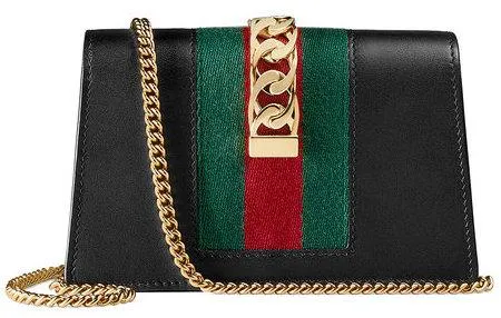 Sylvie Leather Mini Chain Bag - Black, White, Red