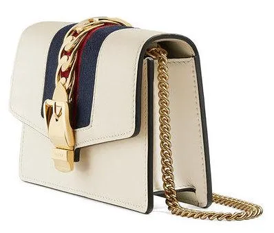 Sylvie Leather Mini Chain Bag - Black, White, Red