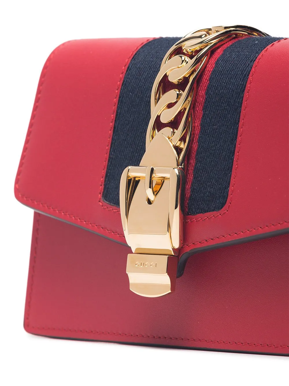 Sylvie Leather Mini Chain Bag - Black, White, Red