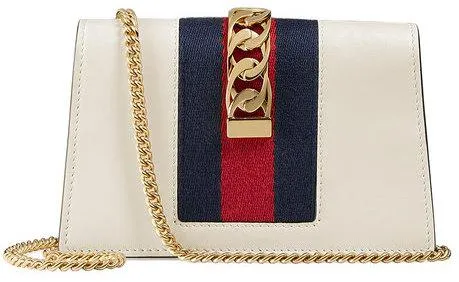 Sylvie Leather Mini Chain Bag - Black, White, Red