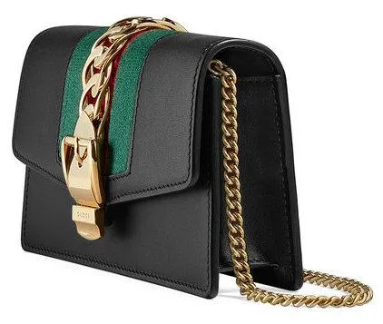 Sylvie Leather Mini Chain Bag - Black, White, Red