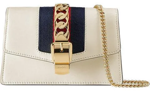Sylvie Leather Mini Chain Bag - Black, White, Red