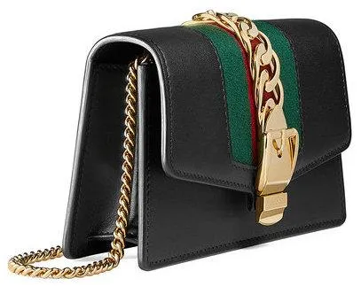Sylvie Leather Mini Chain Bag - Black, White, Red
