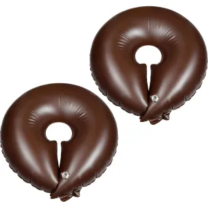 TaoBary 2 Pcs 10 Gallon Tree Watering Ring Bag Slow Release Watering Bag Deep Root Automatic Drip System PVC Drip Irrigation Pouch Donuts for Newly Planted Multi Trunk Trees Shrubs (Brown)