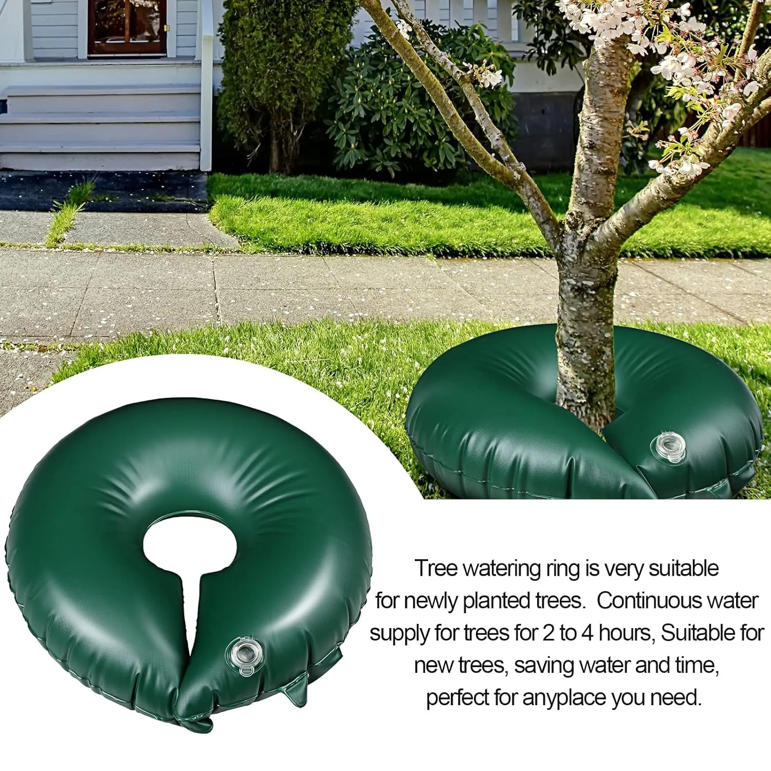 TaoBary 4 Pcs Tree Watering Bag Slow Release Tree Watering System Automatic Drip System Kit PVC Drip Irrigation Pouch for Planting Gardening and Shrubs (Green)