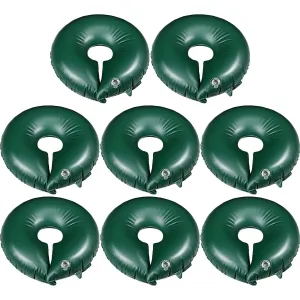 TaoBary 8 Pcs 10 Gallon Tree Watering Ring Bag Slow Release Watering Bag Deep Root Automatic Drip System PVC Drip Irrigation Pouch Donuts for Newly Planted Multi Trunk Trees Shrubs (Green)