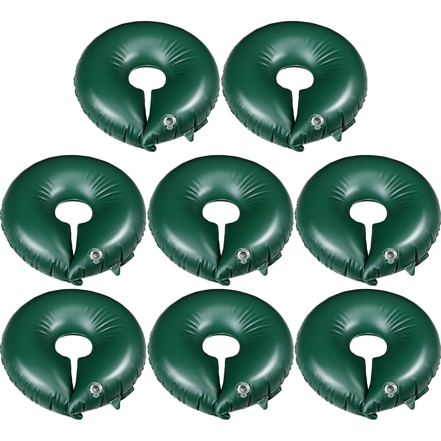 TaoBary 8 Pcs 10 Gallon Tree Watering Ring Bag Slow Release Watering Bag Deep Root Automatic Drip System PVC Drip Irrigation Pouch Donuts for Newly Planted Multi Trunk Trees Shrubs (Green)