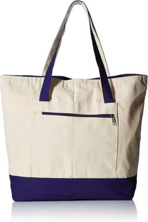 TBF Sturdy Tote Bags 12oz Canvas with Front Zipper Pocket Large Fancy Reusable Gift Tote Bags
