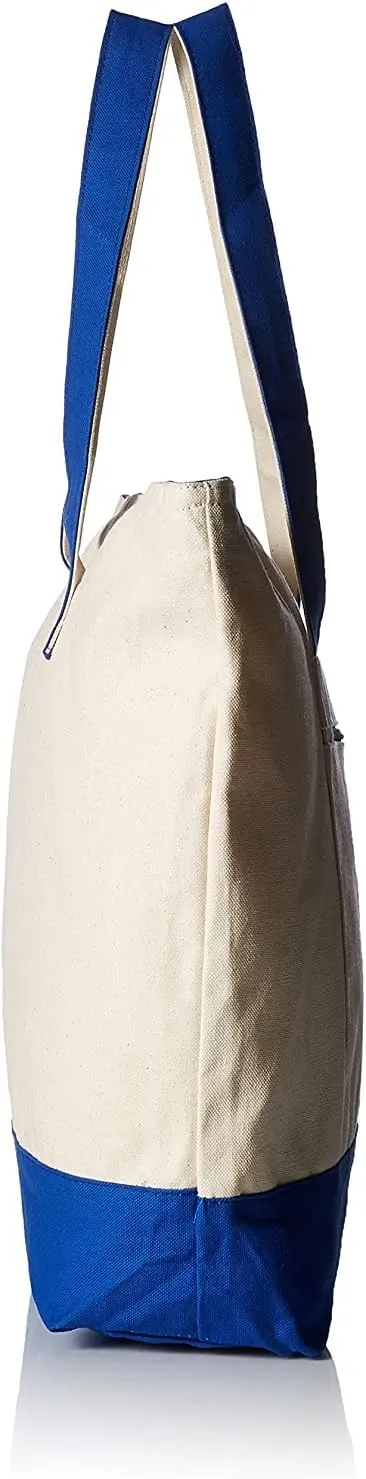 TBF Sturdy Tote Bags 12oz Canvas with Front Zipper Pocket Large Fancy Reusable Gift Tote Bags