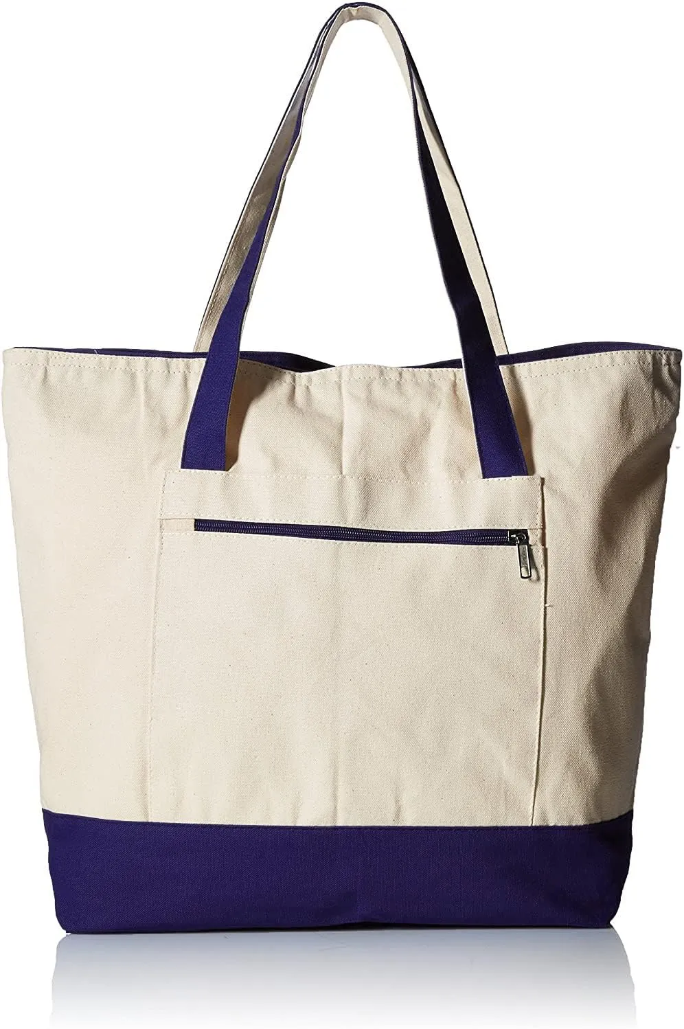 TBF Sturdy Tote Bags 12oz Canvas with Front Zipper Pocket Large Fancy Reusable Gift Tote Bags