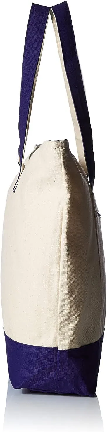 TBF Sturdy Tote Bags 12oz Canvas with Front Zipper Pocket Large Fancy Reusable Gift Tote Bags