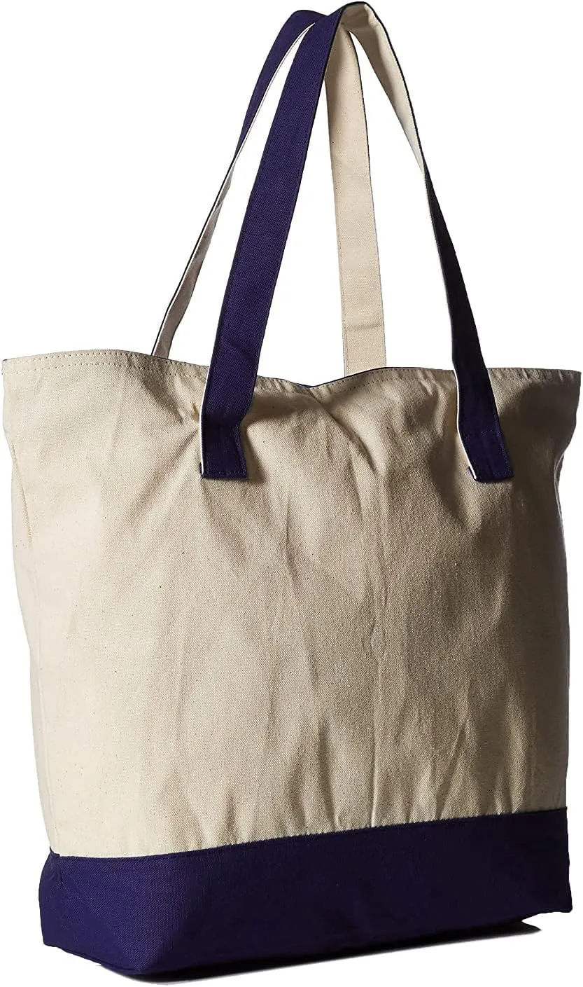 TBF Sturdy Tote Bags 12oz Canvas with Front Zipper Pocket Large Fancy Reusable Gift Tote Bags
