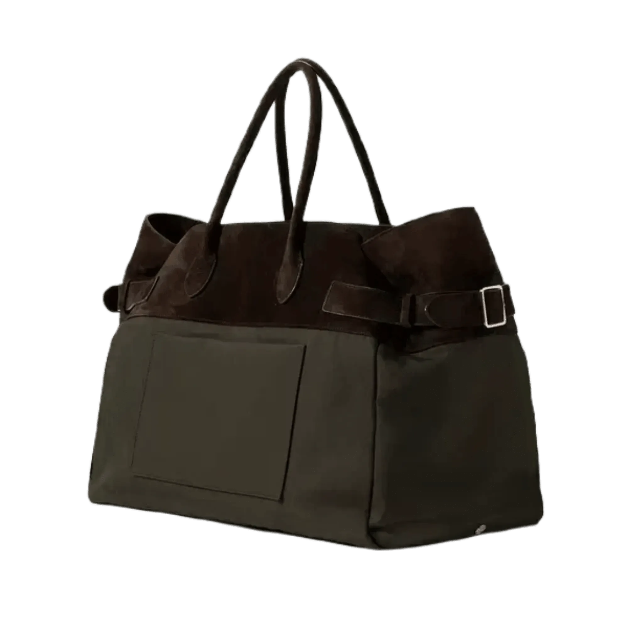 The Row Margaux 17 Inside-Out Buckled Leather Canvas Tote Bag