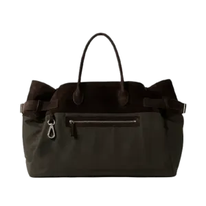 The Row Margaux 17 Inside-Out Buckled Leather Canvas Tote Bag