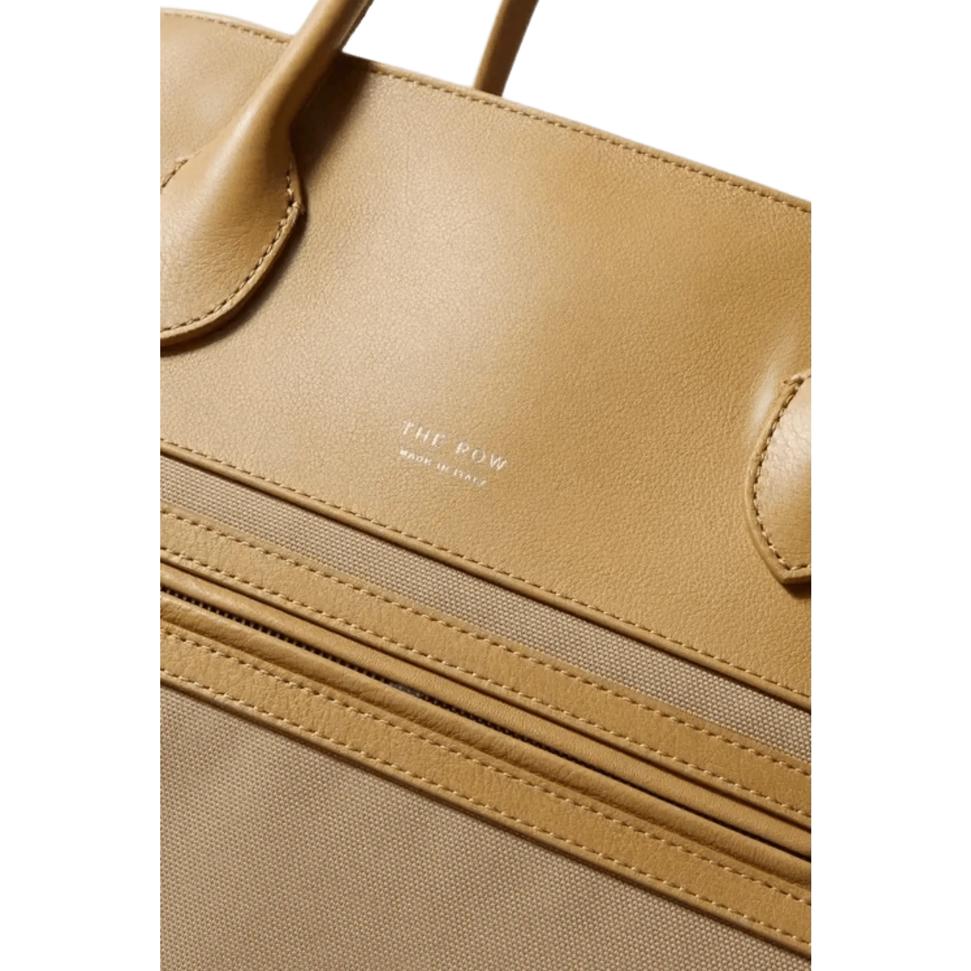 The Row Margaux 17 Inside-Out Buckled Leather Canvas Tote Bag