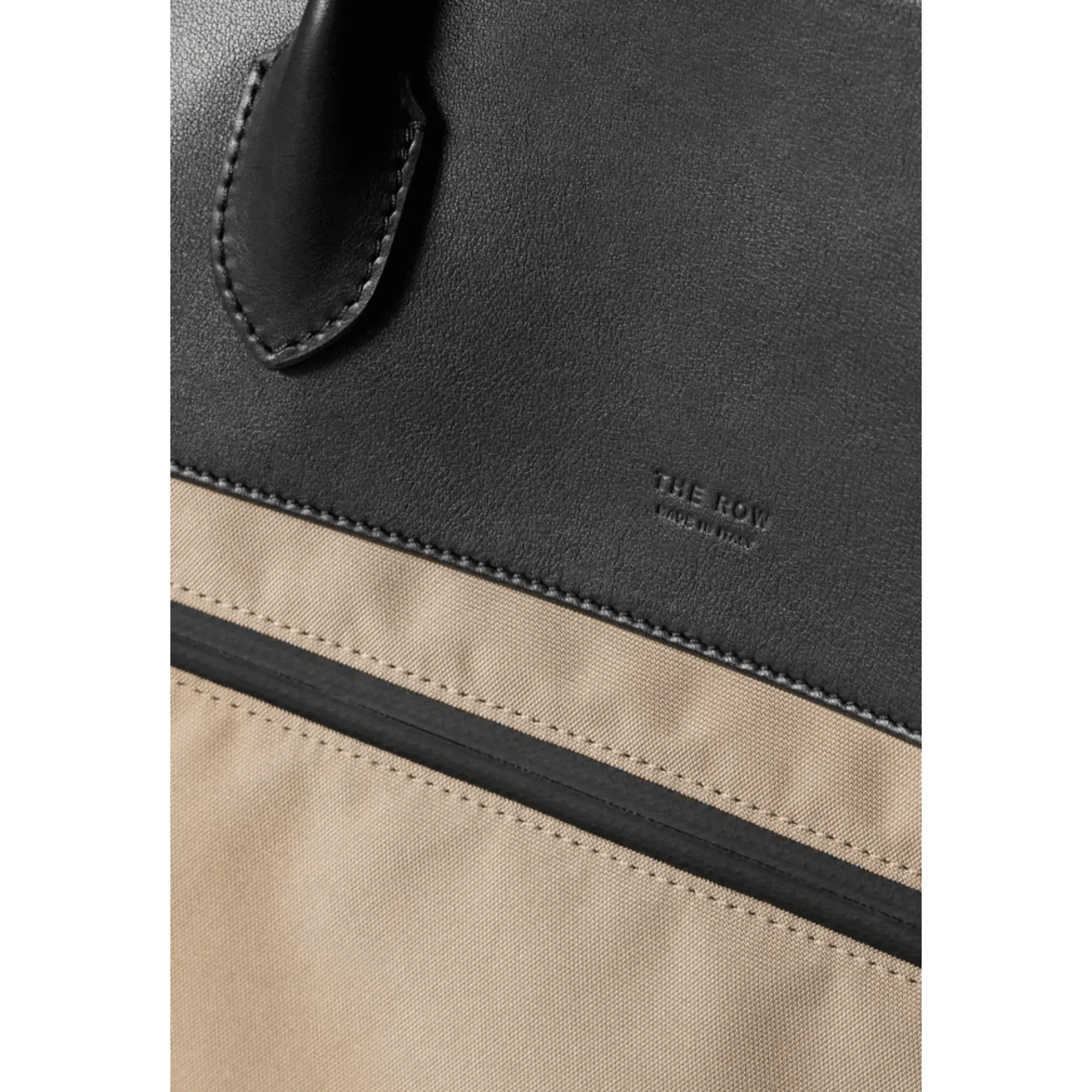 The Row Margaux 17 Inside-Out Buckled Leather Canvas Tote Bag