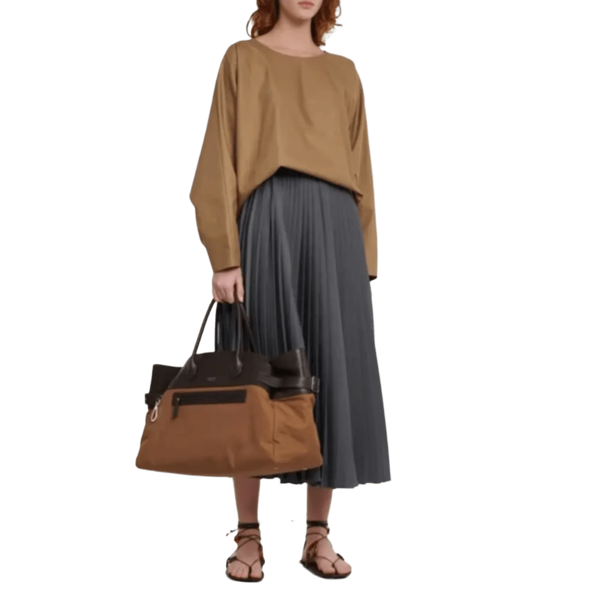 The Row Margaux 17 Inside-Out Buckled Leather Canvas Tote Bag
