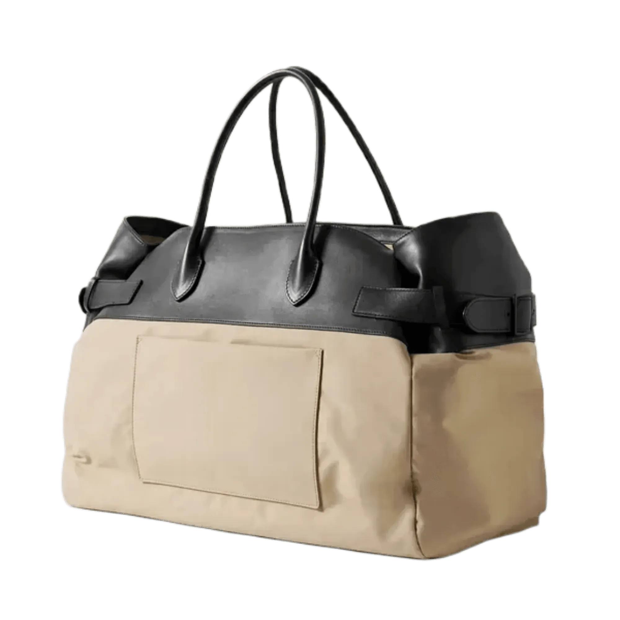 The Row Margaux 17 Inside-Out Buckled Leather Canvas Tote Bag