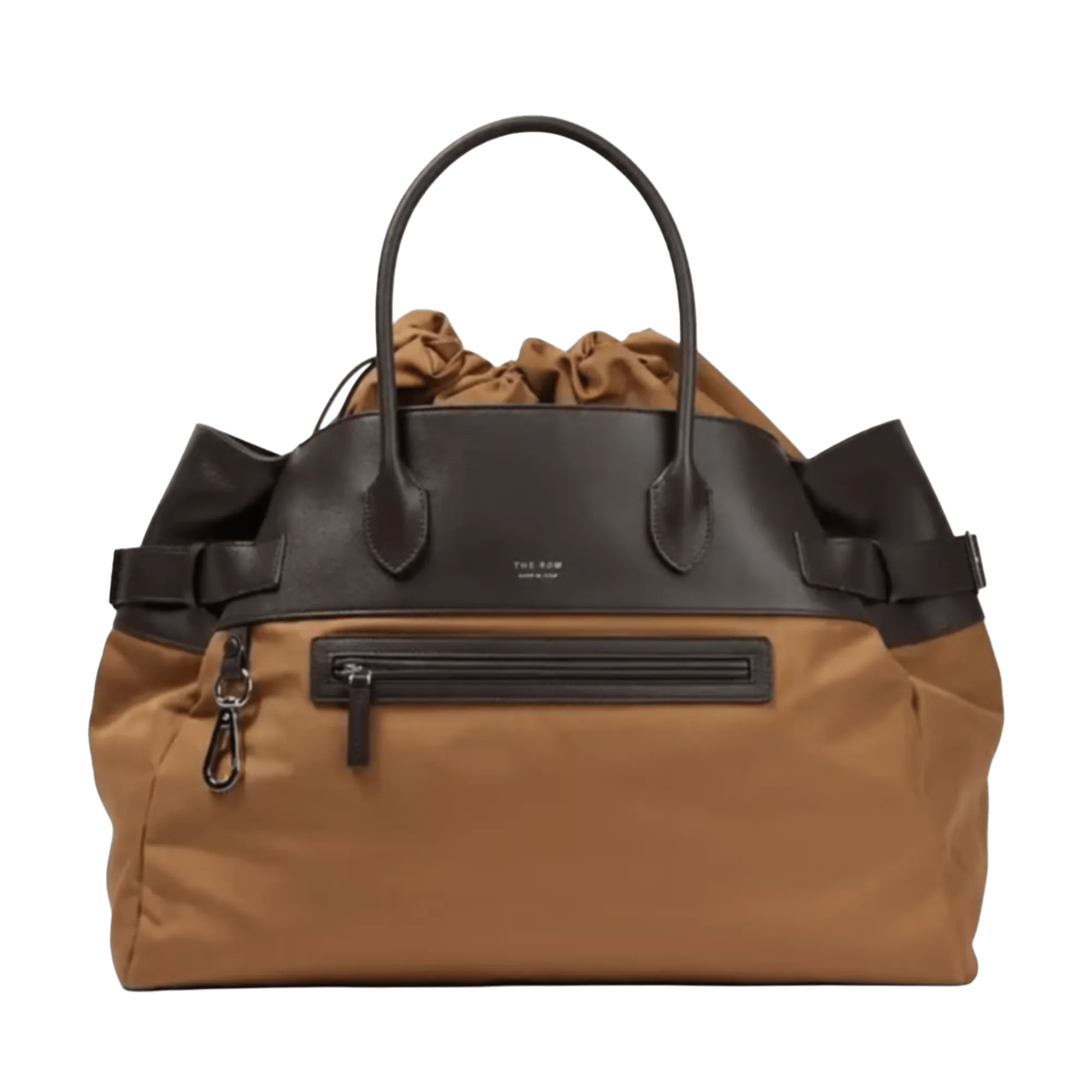 The Row Margaux 17 Inside-Out Buckled Leather Canvas Tote Bag