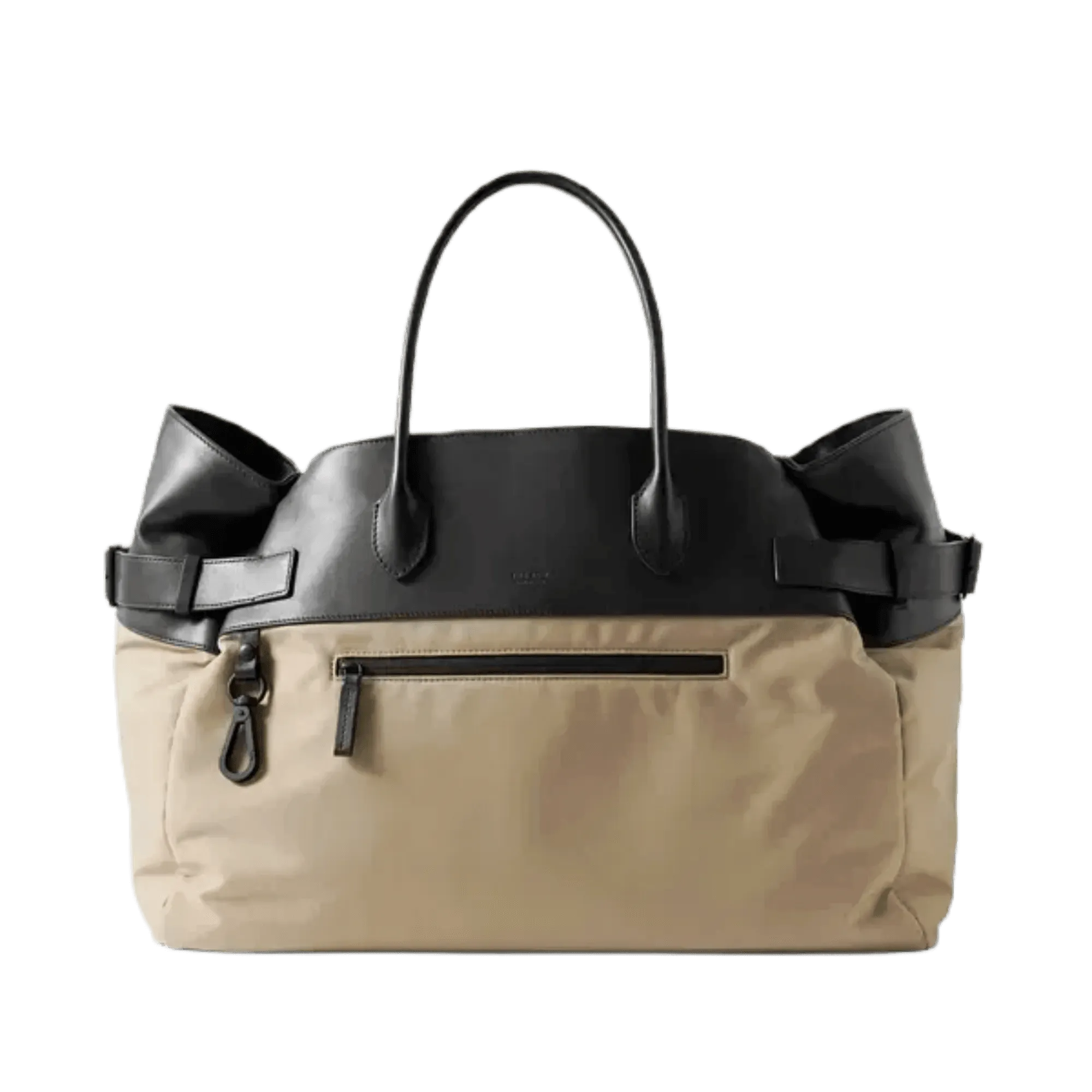 The Row Margaux 17 Inside-Out Buckled Leather Canvas Tote Bag