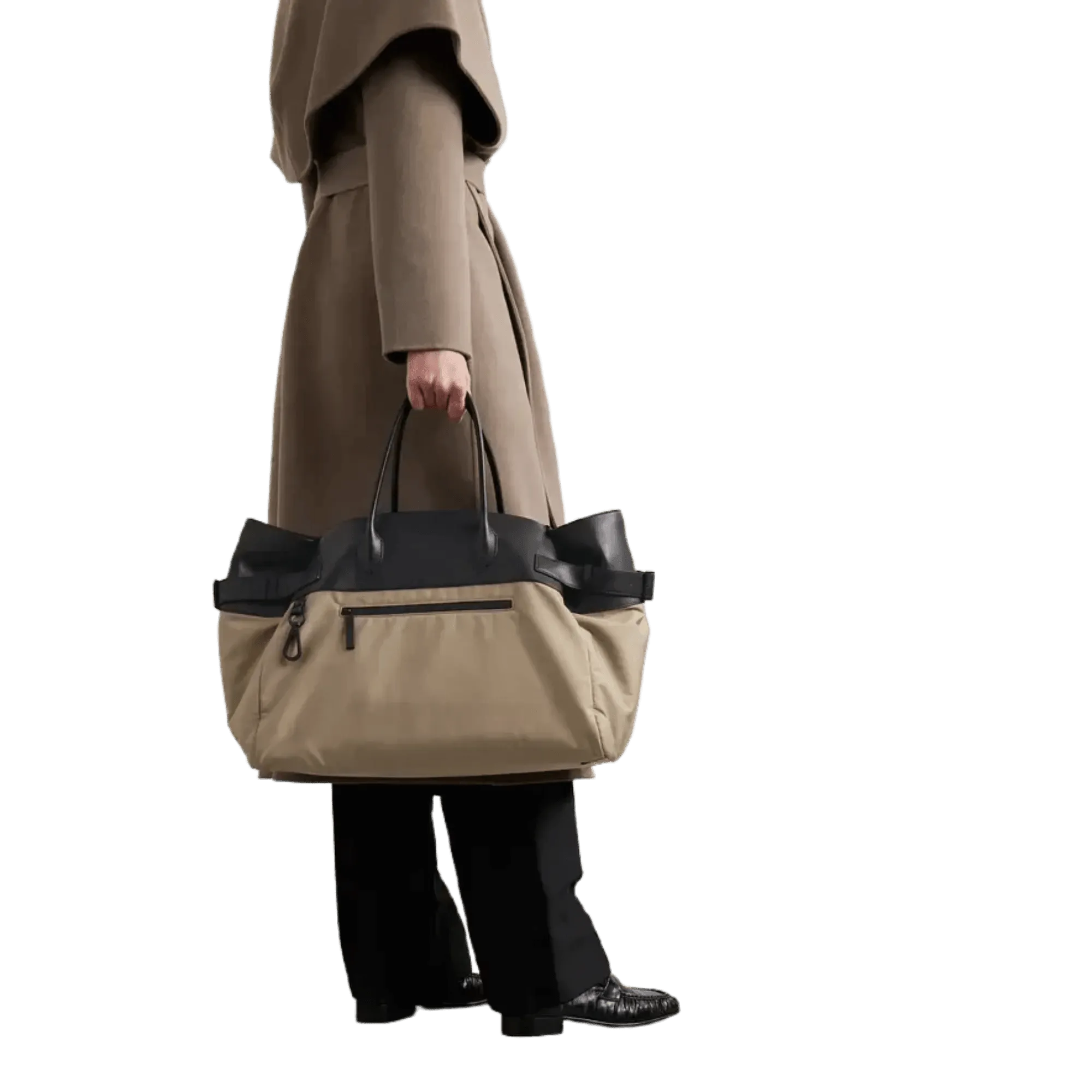The Row Margaux 17 Inside-Out Buckled Leather Canvas Tote Bag