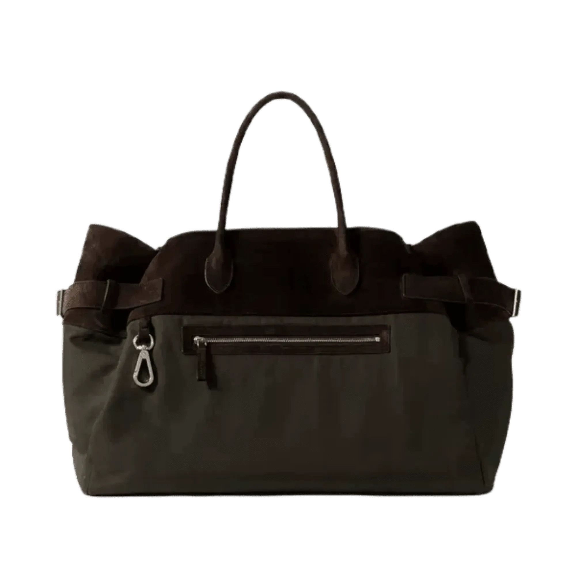 The Row Margaux 17 Inside-Out Buckled Leather Canvas Tote Bag