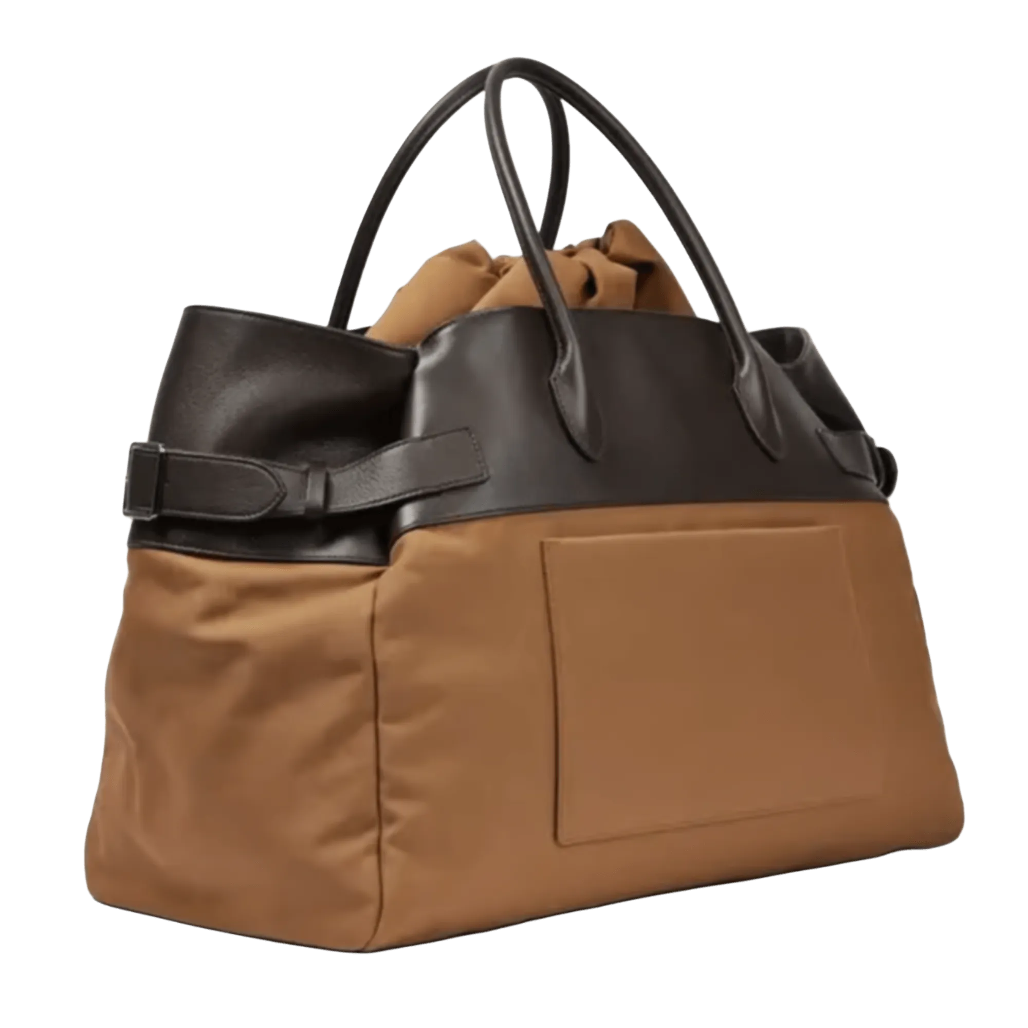 The Row Margaux 17 Inside-Out Buckled Leather Canvas Tote Bag