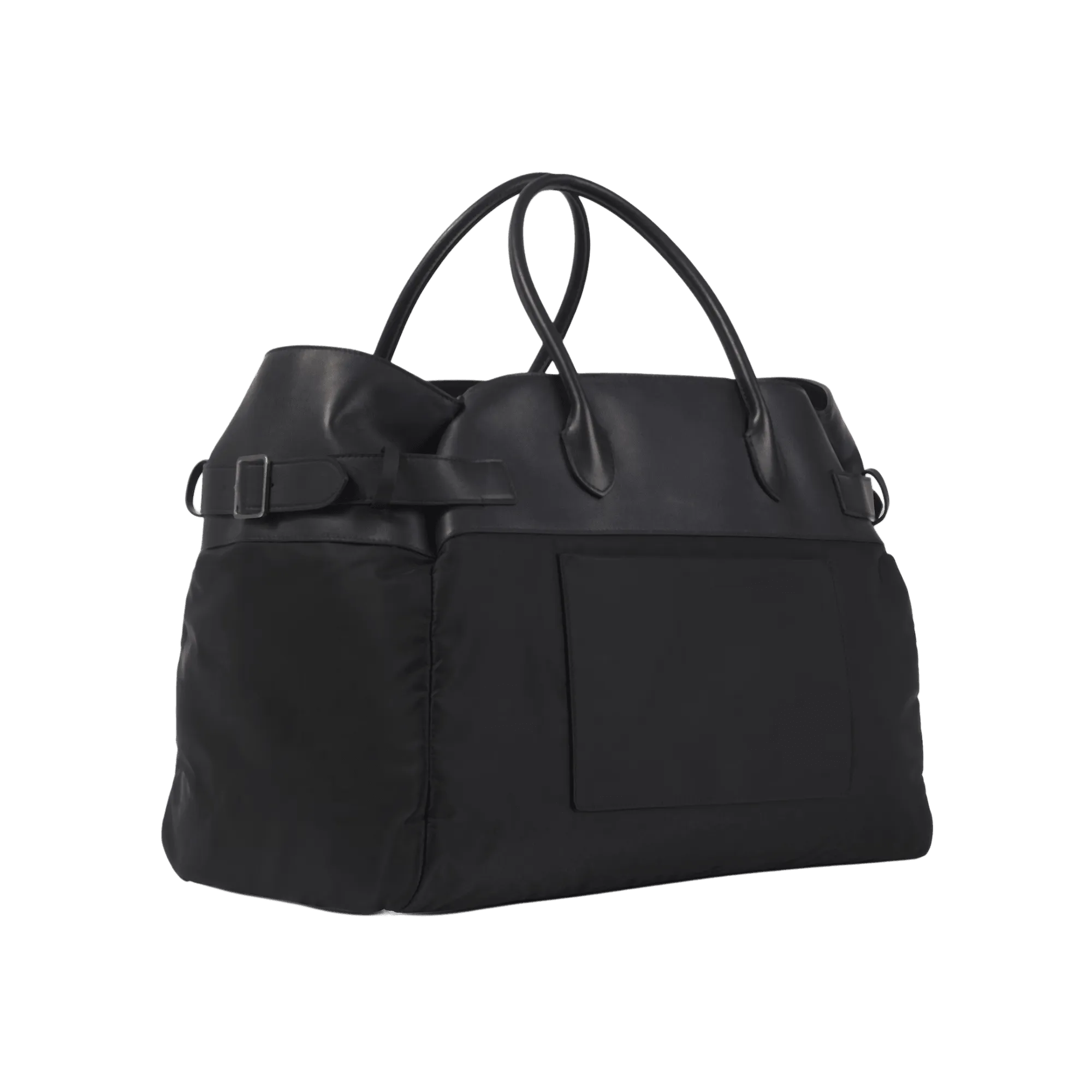 The Row Margaux 17 Inside-Out Buckled Leather Canvas Tote Bag