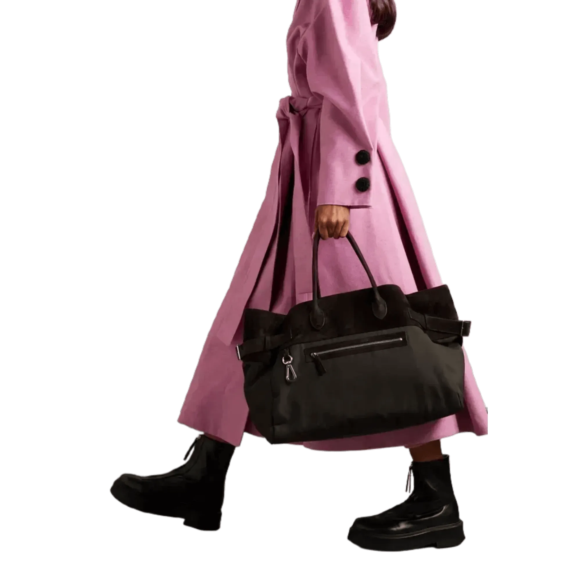 The Row Margaux 17 Inside-Out Buckled Leather Canvas Tote Bag