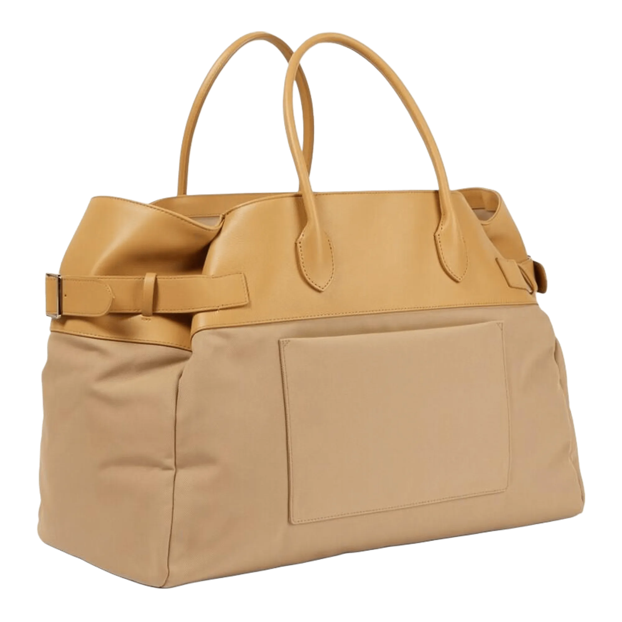 The Row Margaux 17 Inside-Out Buckled Leather Canvas Tote Bag