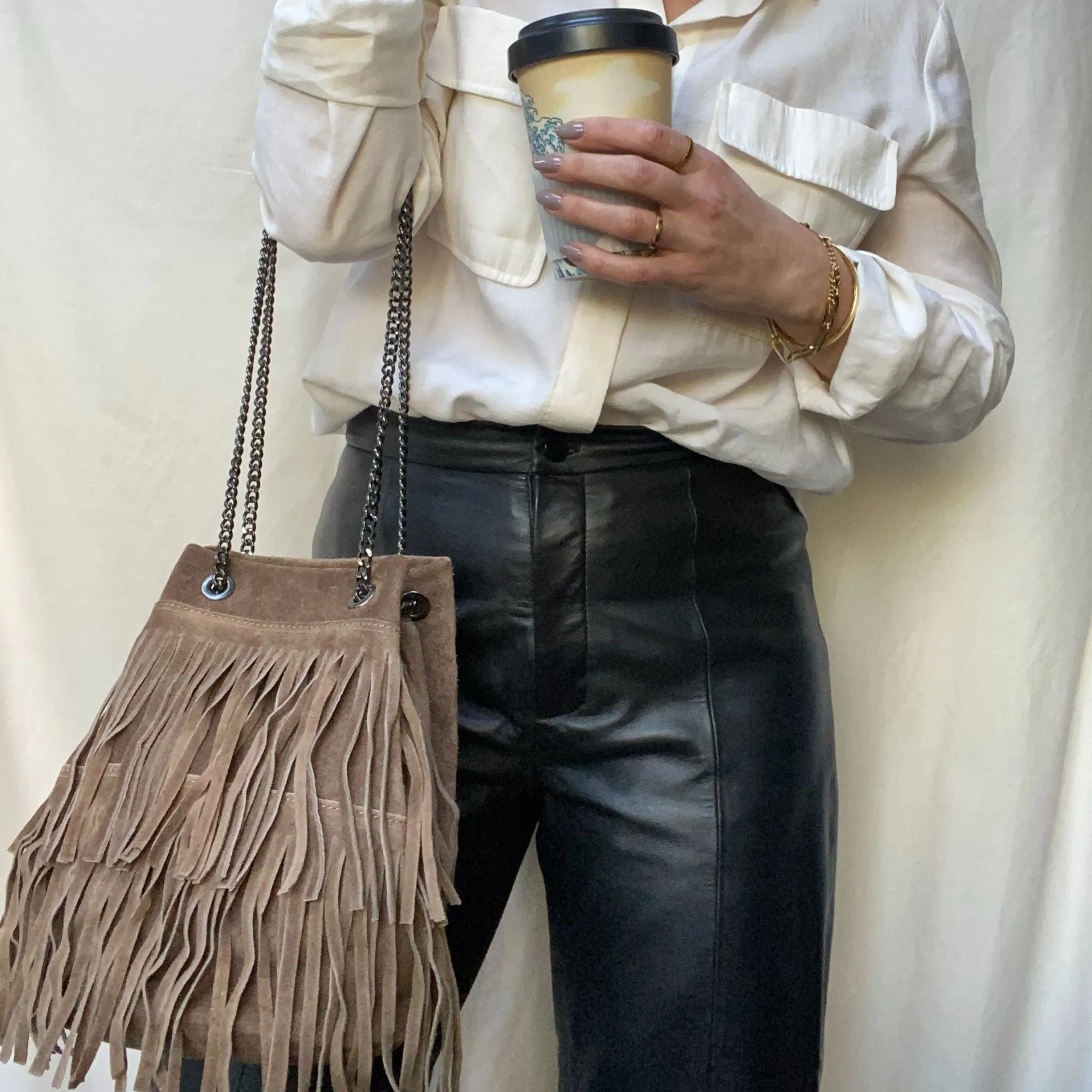 The Small Fringed Suede Bag
