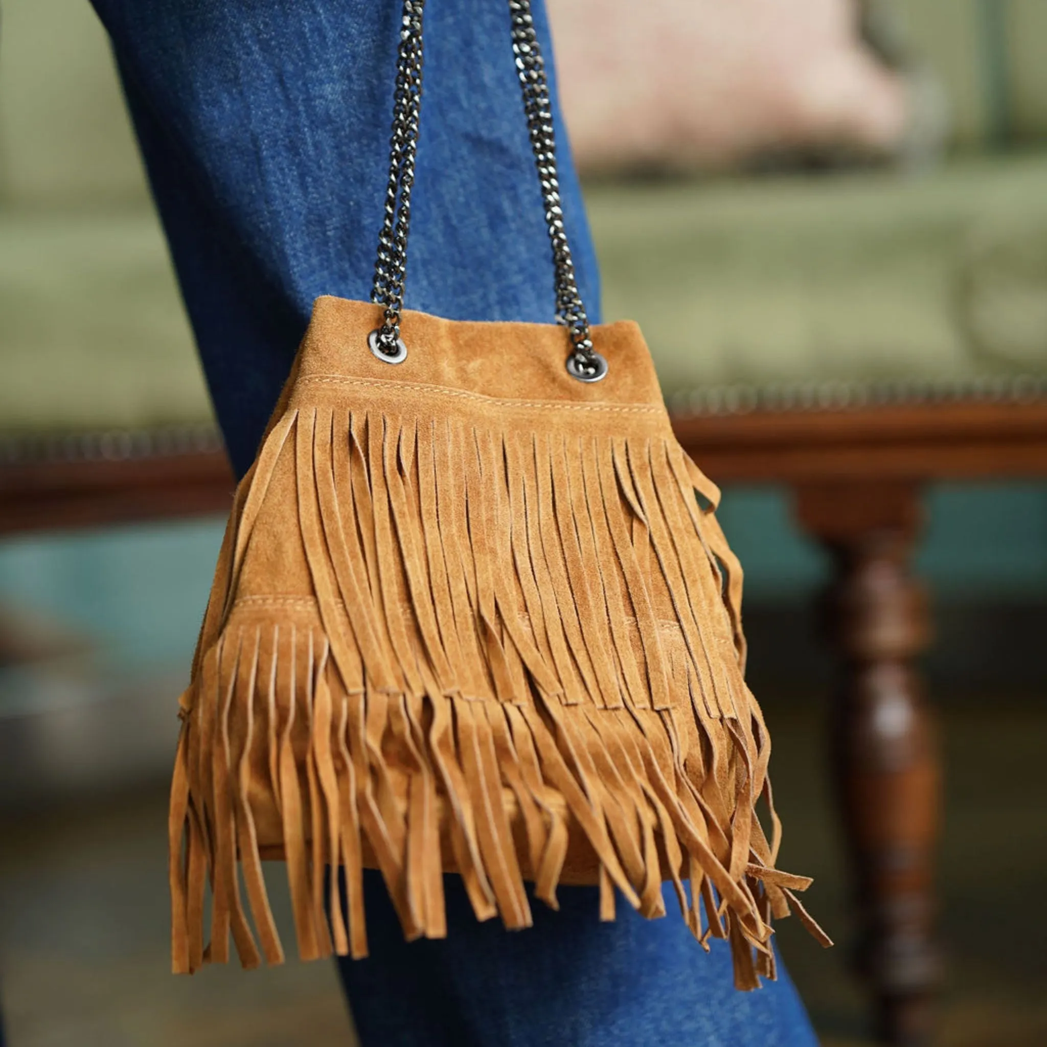The Small Fringed Suede Bag