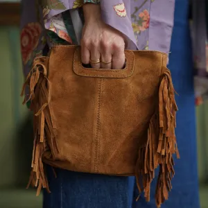 The Suede Fringed Square Bag