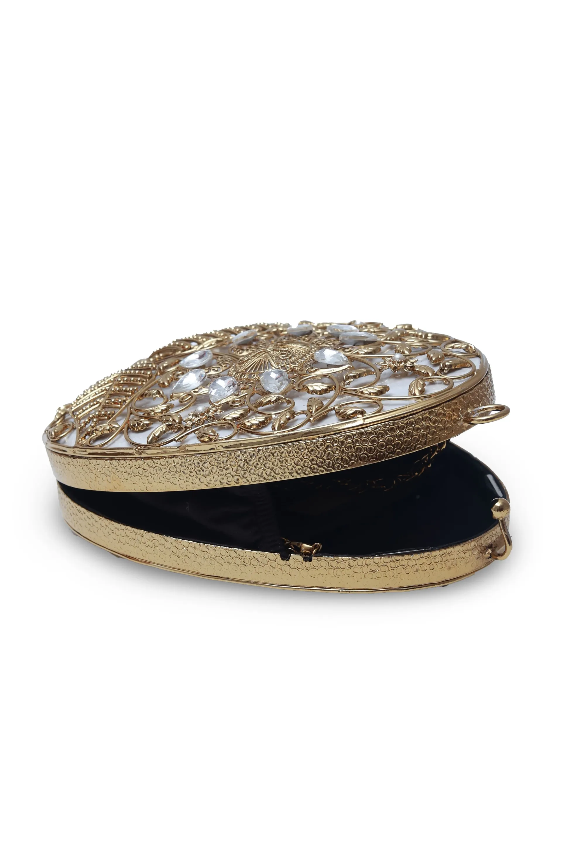 The Tan Clan Mia Intricate Brass Clutch