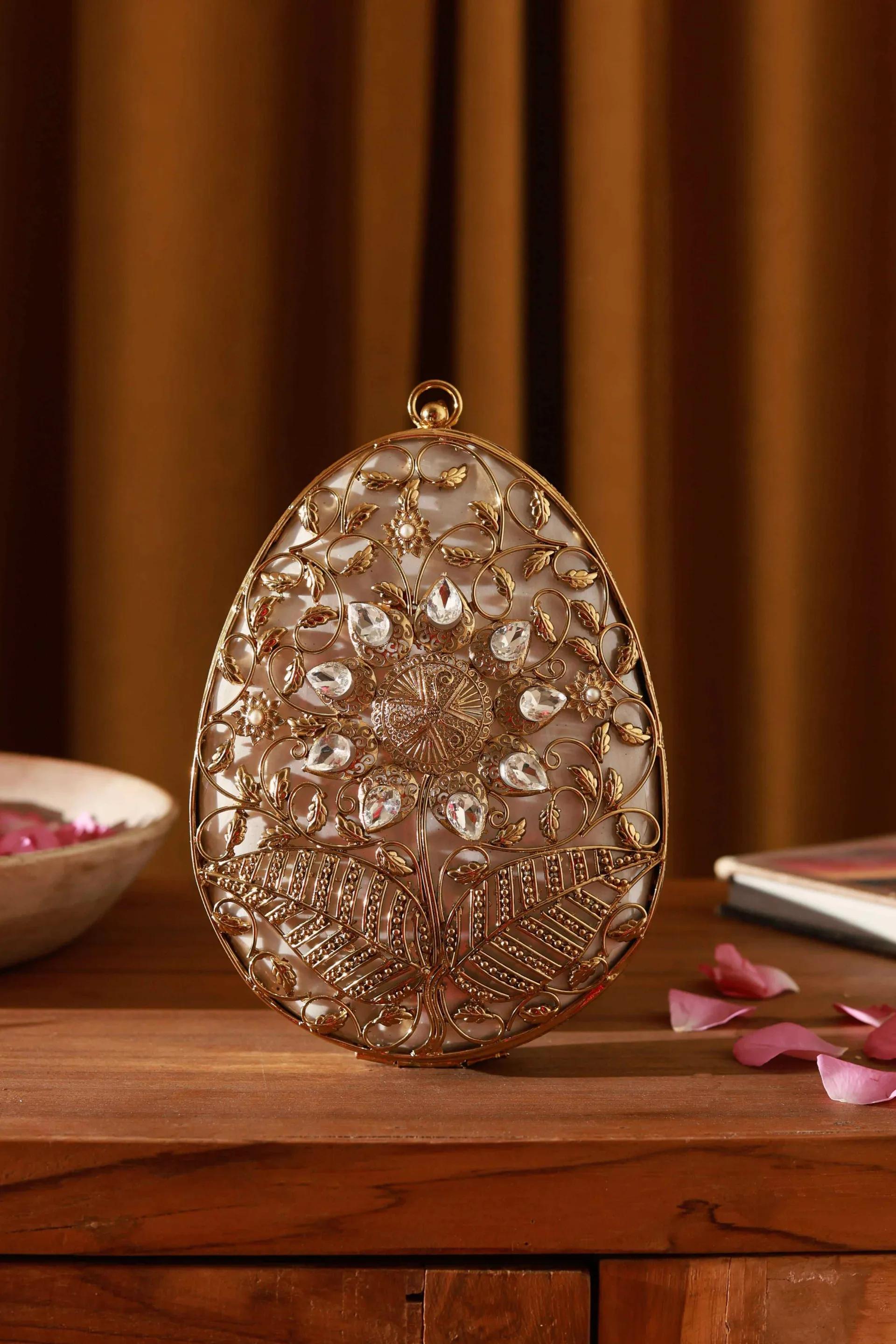 The Tan Clan Mia Intricate Brass Clutch