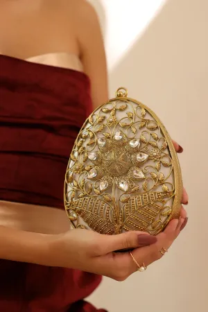 The Tan Clan Mia Intricate Brass Clutch