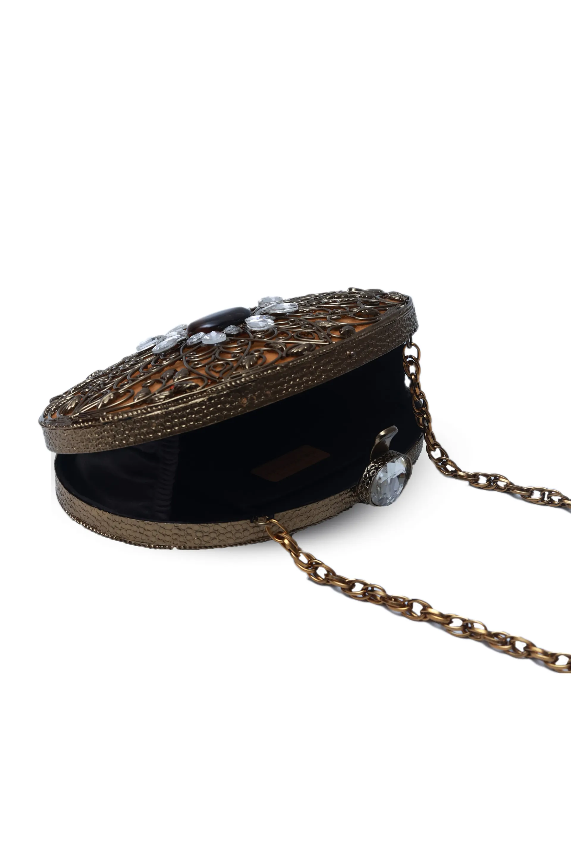 The Tan Clan Mirza Intricate Embellished Brass Clutch