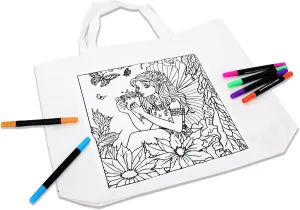 Threadart Color Your Own Bag - Fairy Design - Canvas Tote Bag - Decorate Your Own