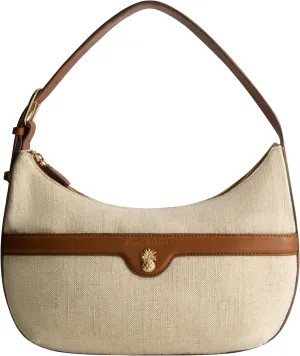 Tommy Bahama Hobo Bag, Women's Mini Handbag with Zip Closure and Linen Design, Natural