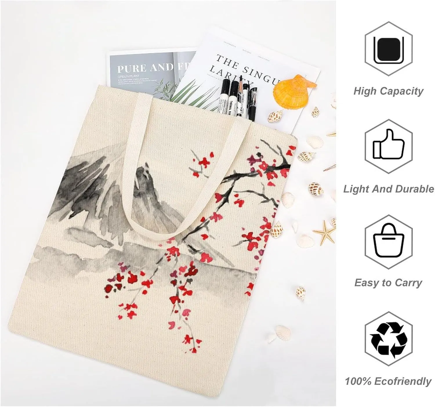 Tote Grocery Bag Reusable Canvas Bag, Aesthetic Shoulder Bag Lightweight Grocery Shopping Bags Beach Bag