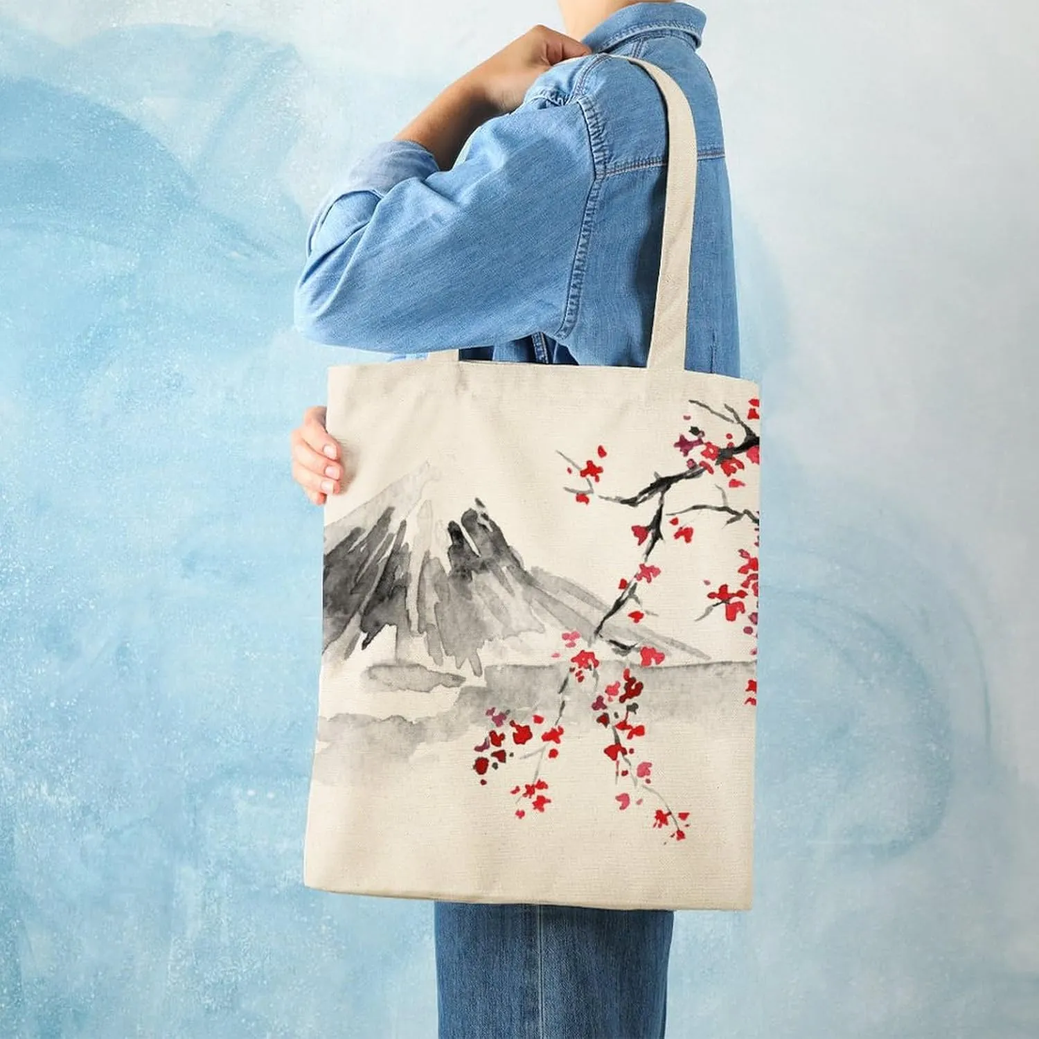 Tote Grocery Bag Reusable Canvas Bag, Aesthetic Shoulder Bag Lightweight Grocery Shopping Bags Beach Bag