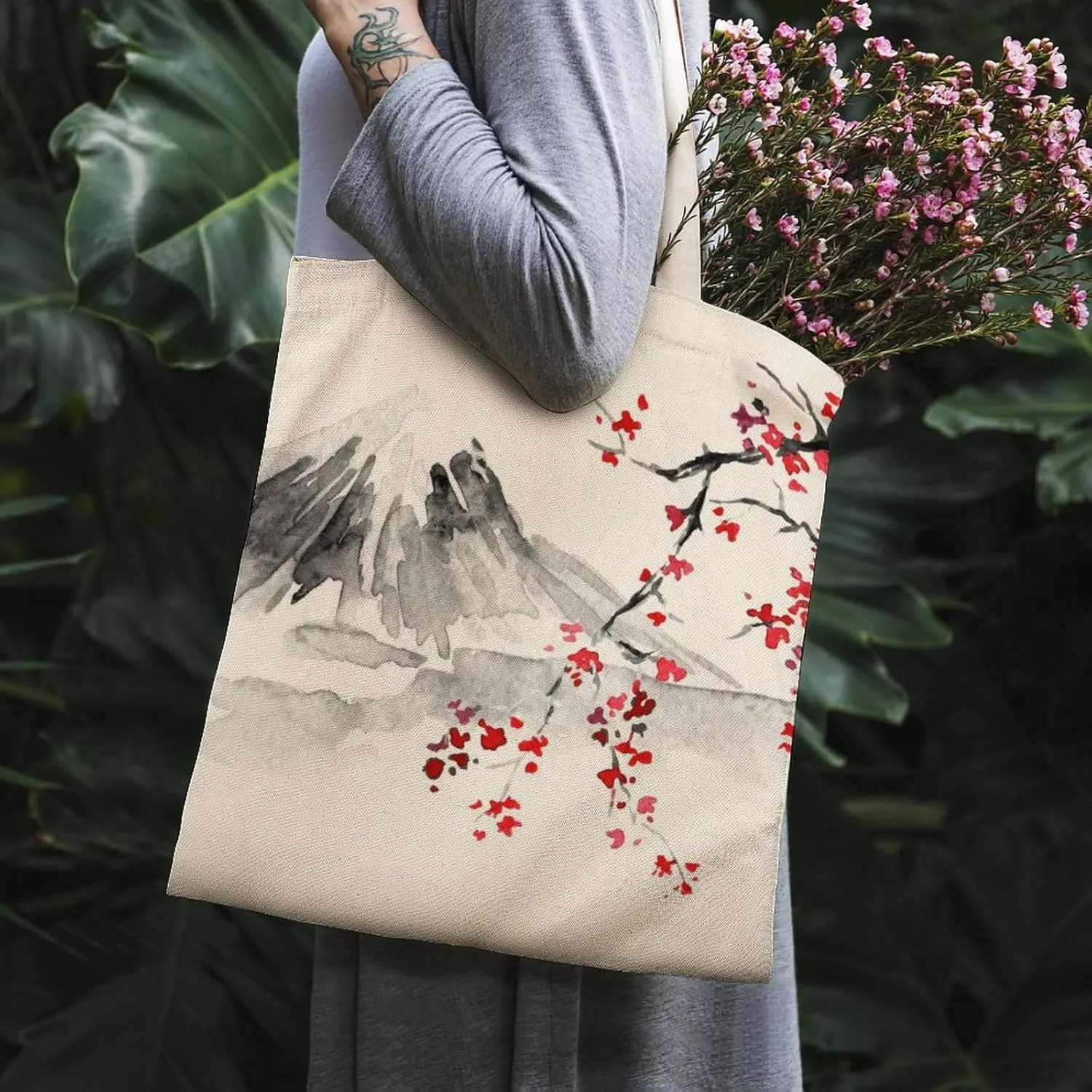 Tote Grocery Bag Reusable Canvas Bag, Aesthetic Shoulder Bag Lightweight Grocery Shopping Bags Beach Bag