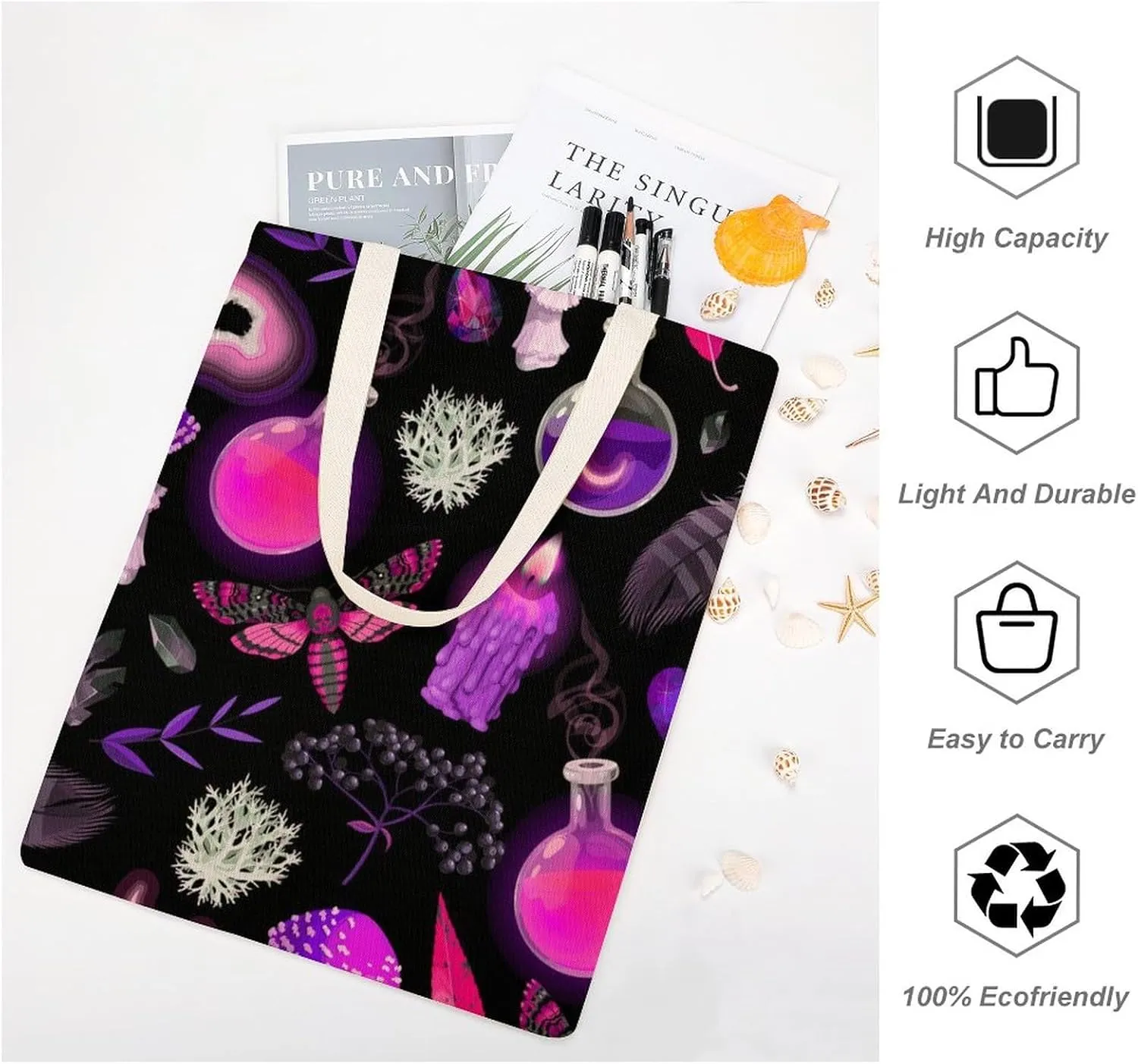 Tote Grocery Bag Reusable Canvas Bag, Aesthetic Shoulder Bag Lightweight Grocery Shopping Bags Beach Bag